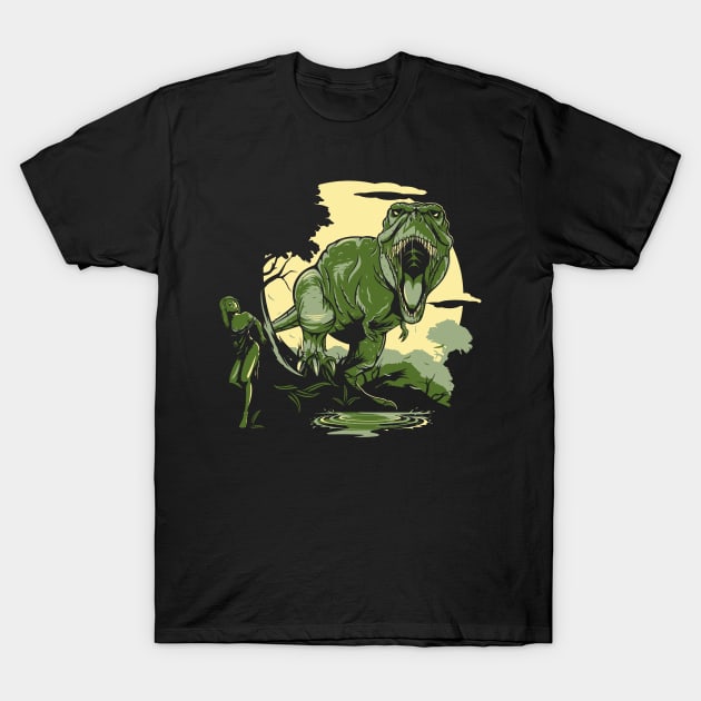 Tyrannosaurus Rex Chasing T-Shirt by WorldDinosaurs